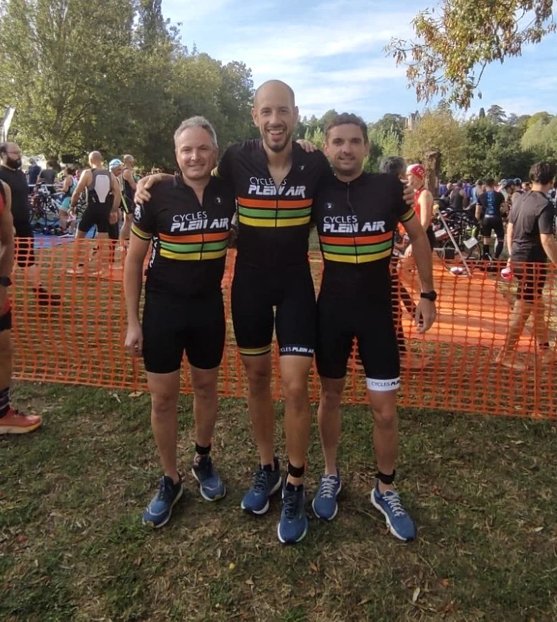 Julien, Alexandre et Benoît sur le Triatlhon de Villevêque 2025 
